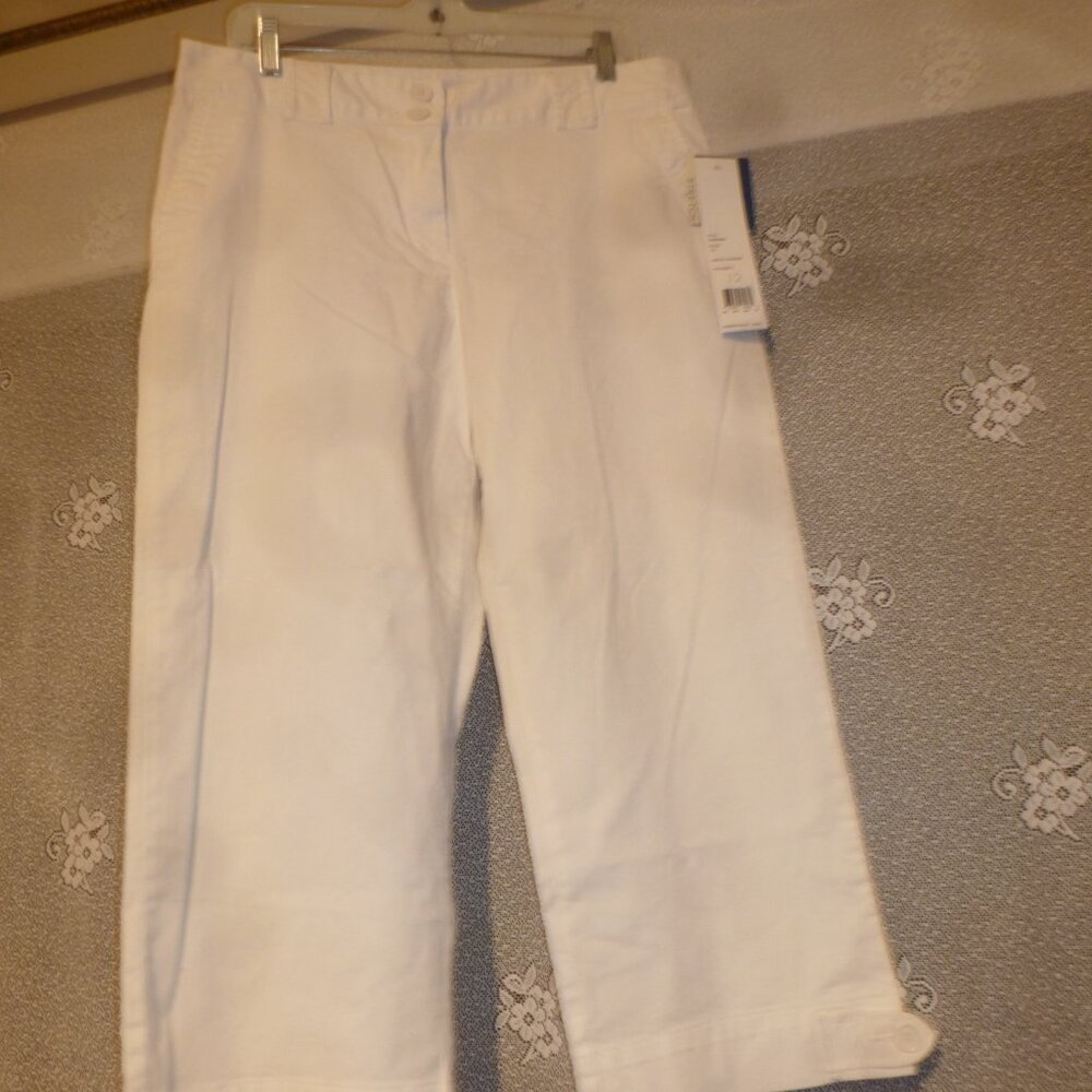 special- Women's White Exotic Paradise Crop Pants / sz 12